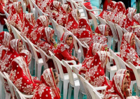 Indian Muslim brides at a mass wedding.