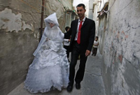 Newly married couple in Gaza, Palestine.